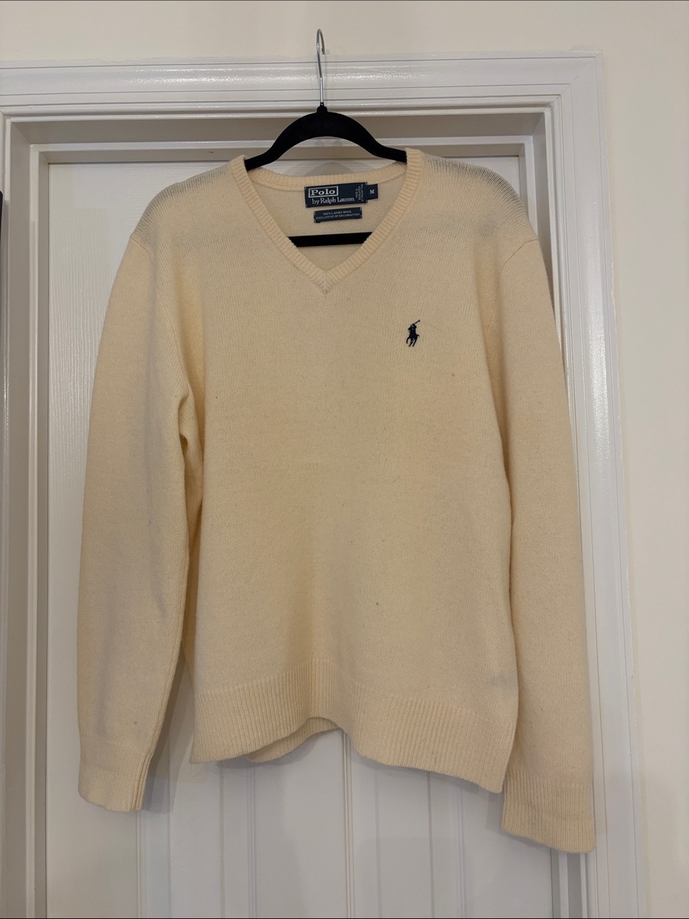 Wool Ralph Lauren Cream V-Neck Sweater